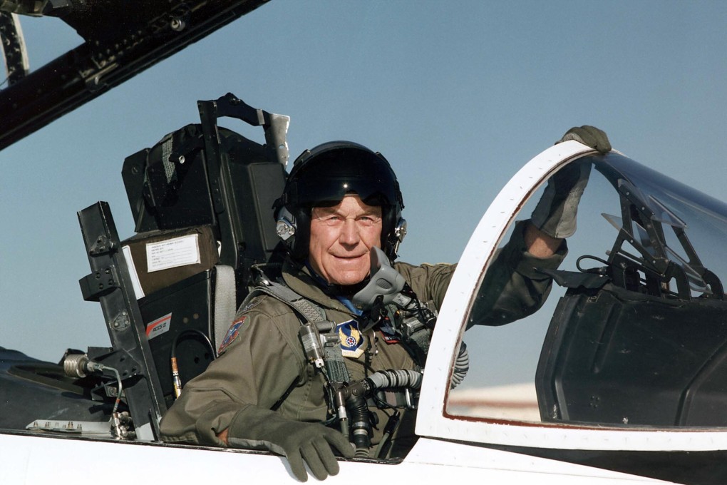 Chuck Yeager in the cockpit of an F-15 in 1995. File photo: AFP