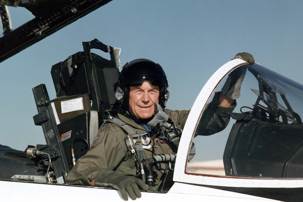 Chuck Yeager in the cockpit of an F-15 in 1995. File photo: AFP