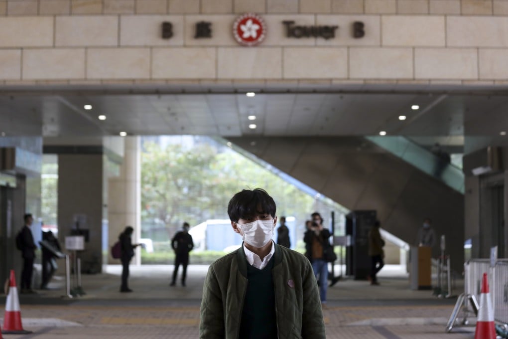 Student leader Keith Fong arrives at West Kowloon Court on Tuesday. Photo: Xiaomei Chen