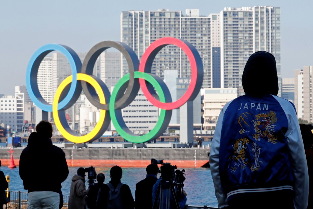 Giant Olympic rings at Tokyo’s Odaiba Marine Park. The Summer Olympic Games are expected to begin on July 23. Photo: Reuters