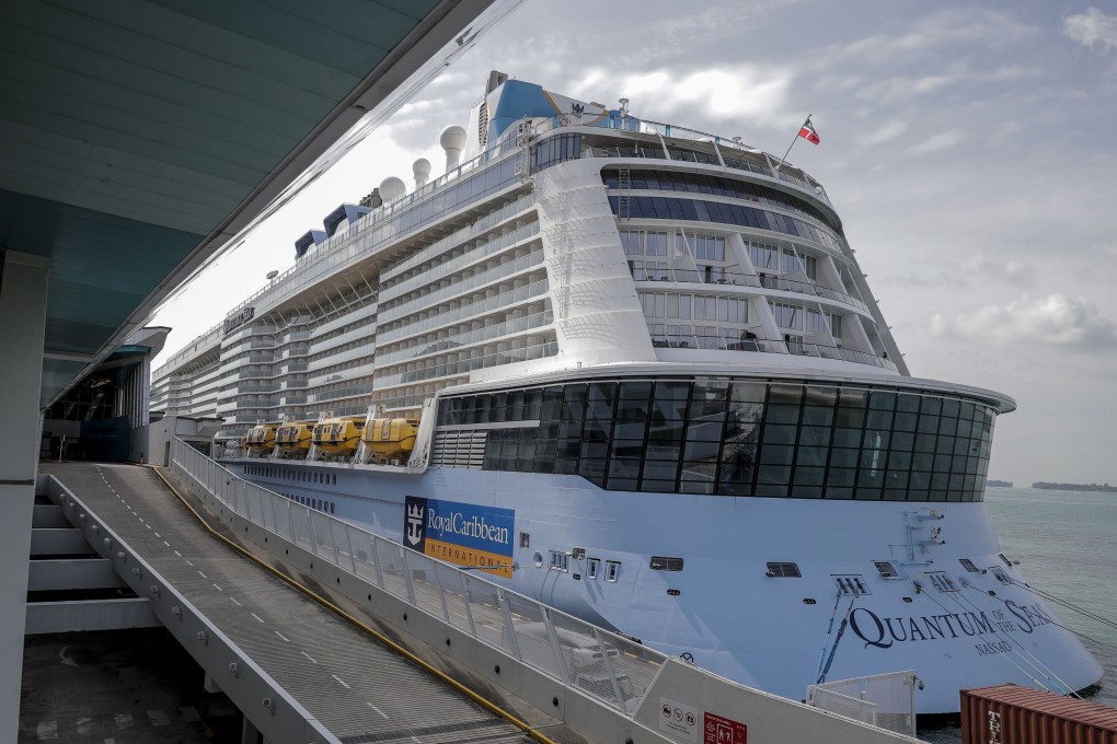The Royal Caribbean cruise ship Quantum of the Seas is docked at the Marina Bay Cruise Centre in Singapore, after a passenger tested positive for Covid-19. Photo: EPA-EFE