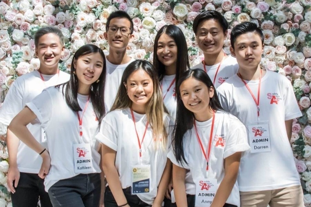 Subtle Asian Traits Facebook group founders (back row, from left) Eugene Soo, Tony Xie, Angela Kang, Kerry Kang, Darren Qiang, (front row, fro left) Kathleen Xiao, Lydia Jiang, and Anny Xie. They never expected it to become so successful, or take off as quickly as it did. Photo: courtesy of SAT