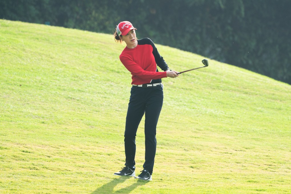 Zhang Jienalin in action during the first round of the 26th Volvo China Open at Genzon Golf Club in Shenzhen, China. Photos: Volvoingolf