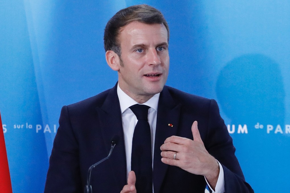 French President Emmanuel Macron speaks during the Paris Peace Forum at The Elysee Palace. Photo: dpa