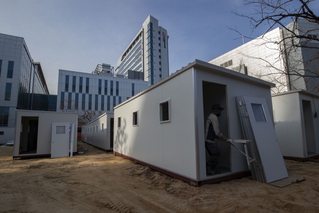 Containers are converted into makeshift wards to accommodate newly infected Covid-19 patients at a hospital in Seoul. Photo: Xinhua