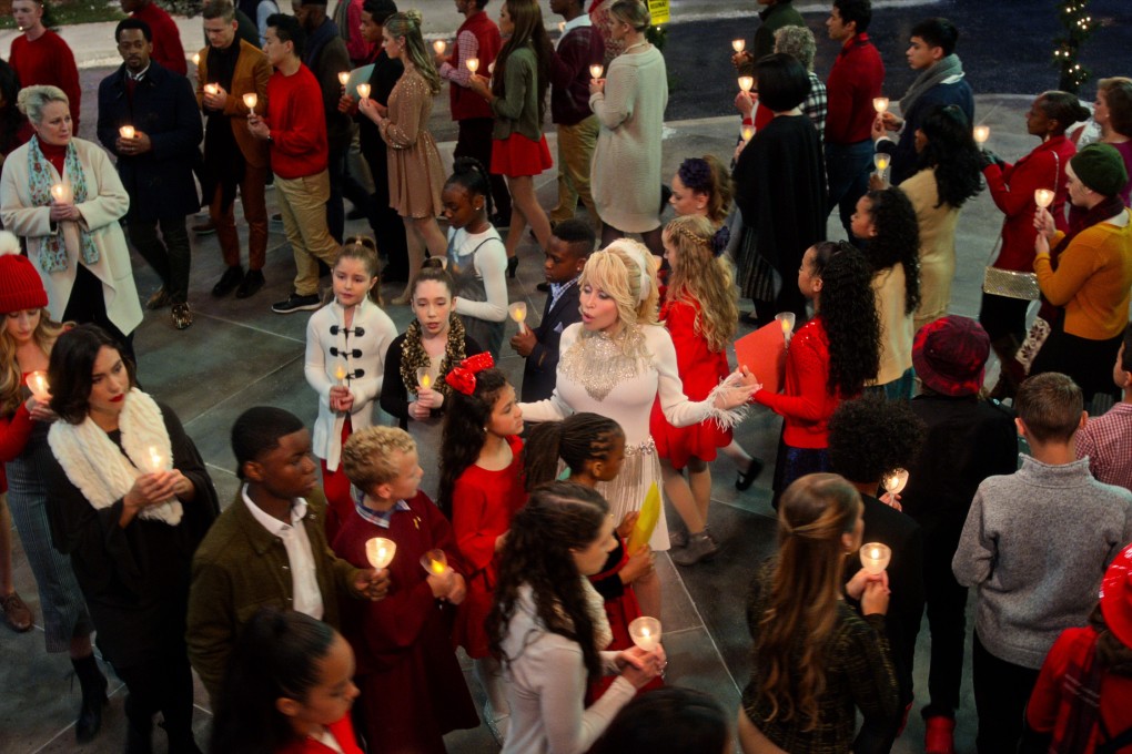 A scene from Dolly Parton’s Christmas on the Square. Photo: Netflix