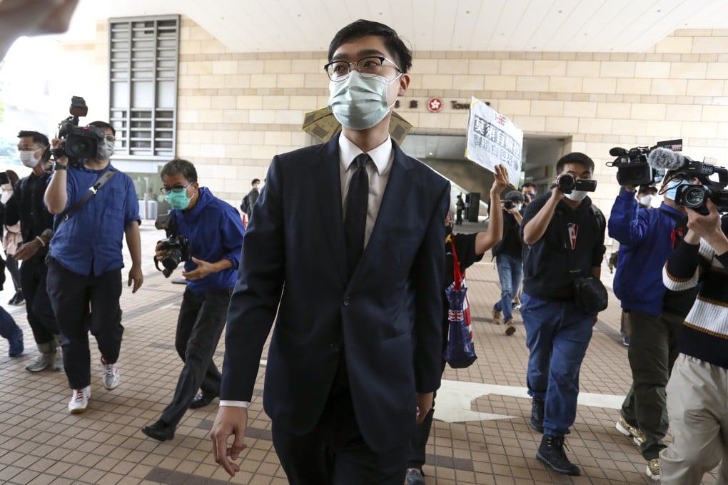 Andy Chan at the West Kowloon Magistrates’ Court on Saturday. Photo: Jonathan Wong