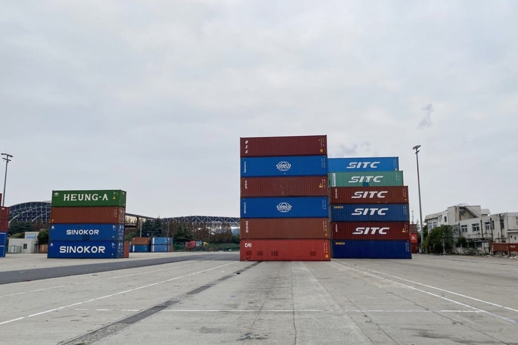 Empty freight containers stacked up at Shanghai’s Waigaoqiao port. A shortage of containers is posing problem for Chinese exporters. Photo: Daniel Ren