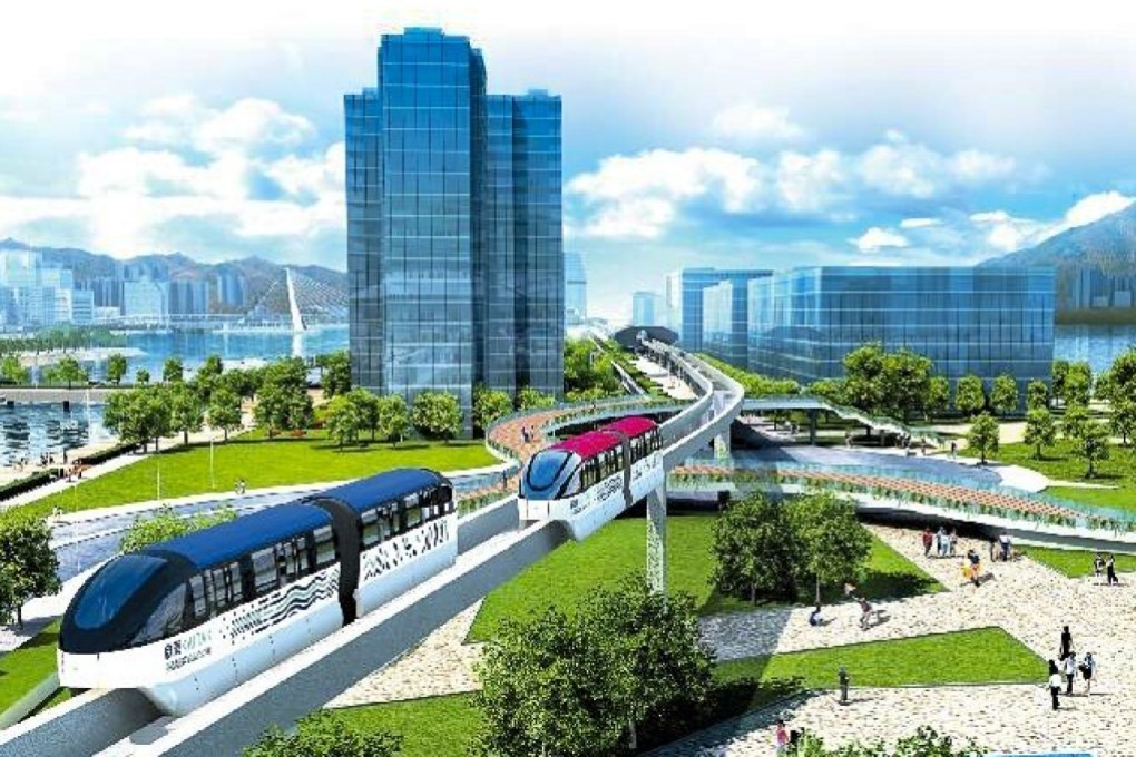 A rendering of the proposed monorail running through the Kai Tak Development, a plan the government has officially scrapped. Photo: Handout