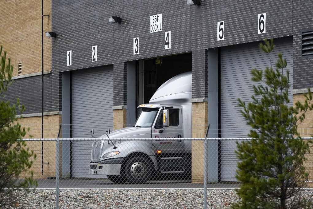 A truck is shown at the Pfizer Global Supply Kalamazoo manufacturing plant in Portage, Michigan, ahead of the coronavirus vaccine roll-out. Photo: AP