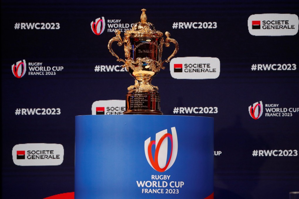 The Webb Ellis trophy is pictured during the 2023 Rugby World Cup draw. Photo: Reuters