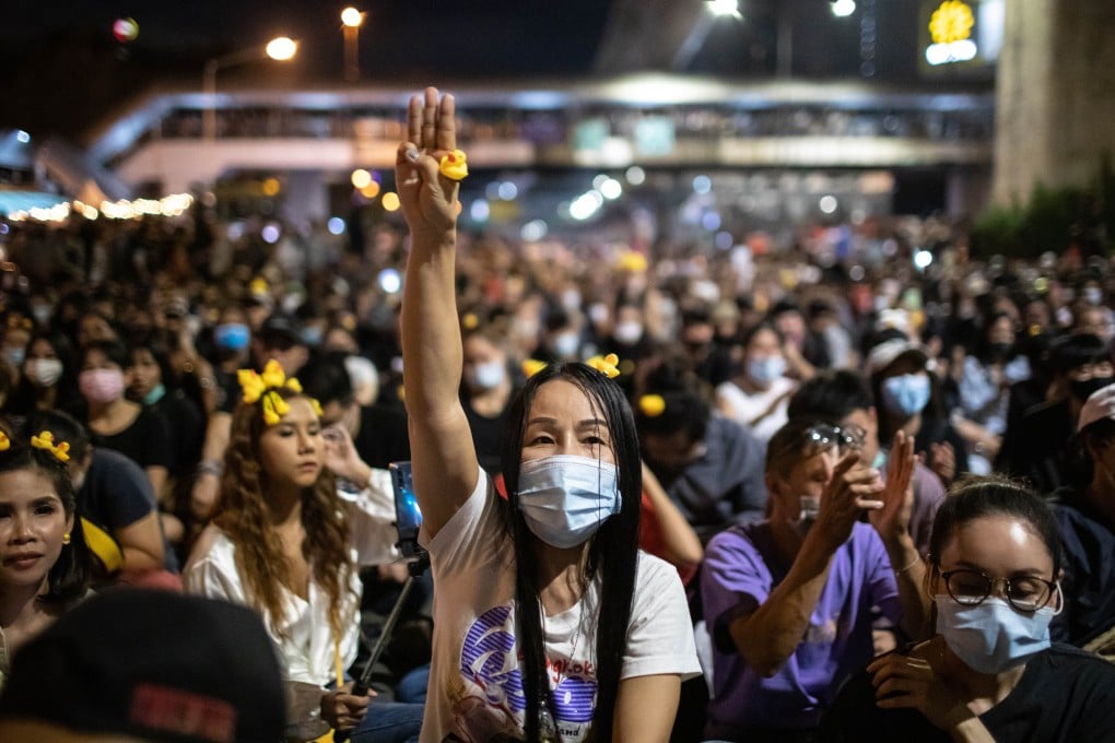 Pro-democracy demonstrators occupy an intersection in Bangkok during an anti-government protest. Photo: DPA