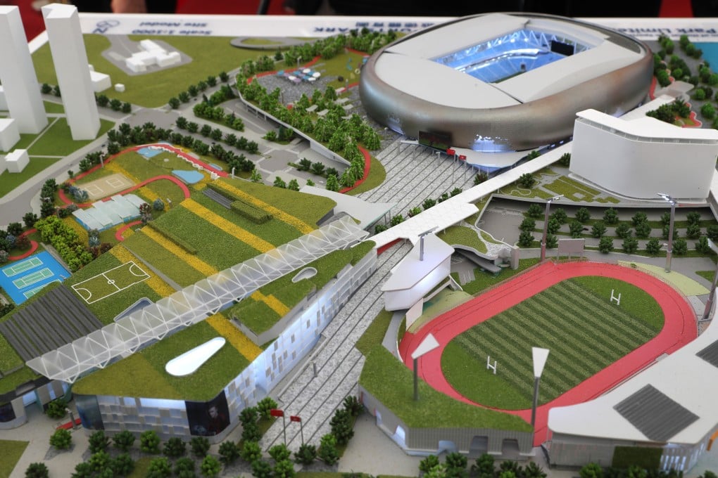 A model of the Kai Tak Sports Park, which covers 28 hectares and boasts a 50,000-seat main stadium, a 10,000-seat indoor sports centre and a 5,000-seat public sports ground. Photo: Sam Tsang