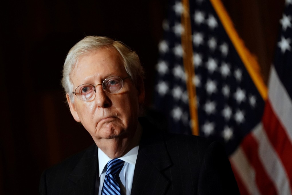 US Senate majority leader Mitch McConnell takes part in a news conference with Republican leaders at the US Capitol on December 8. Photo: Reuters