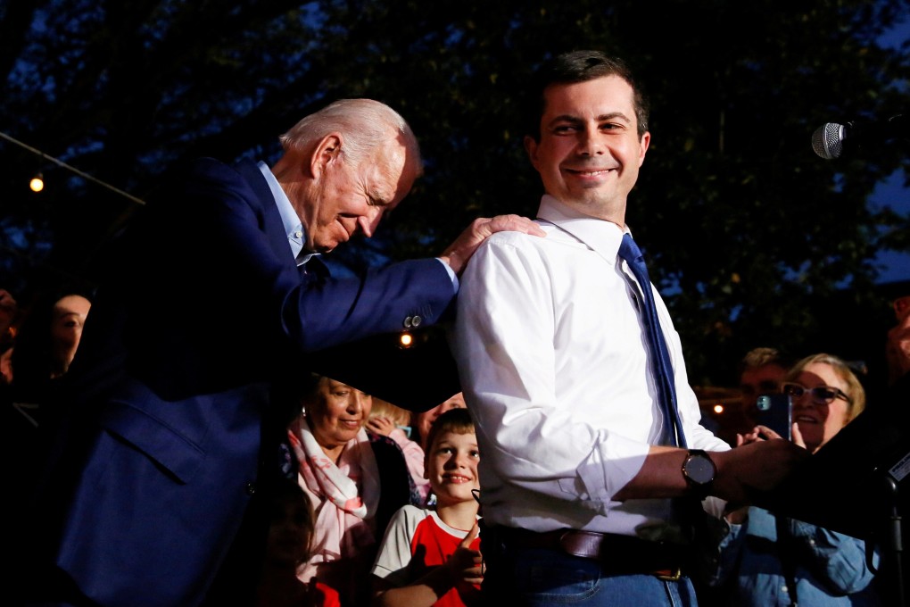 Former Democratic presidential candidate Pete Buttigieg endorses Joe Biden in Dallas, Texas, in March. Photo: Reuters