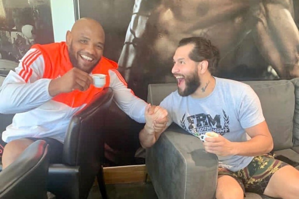 Yoel Romero shares a cup of coffee with fellow Cuban MMA fighter Jorge Masvidal. Photo: Instagram/Yoel Romero