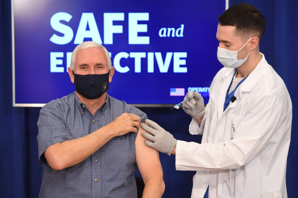 US Vice-President Mike Pence receives the Covid-19 vaccine in the Eisenhower Executive Office Building in Washington, DC. Photo: AFP