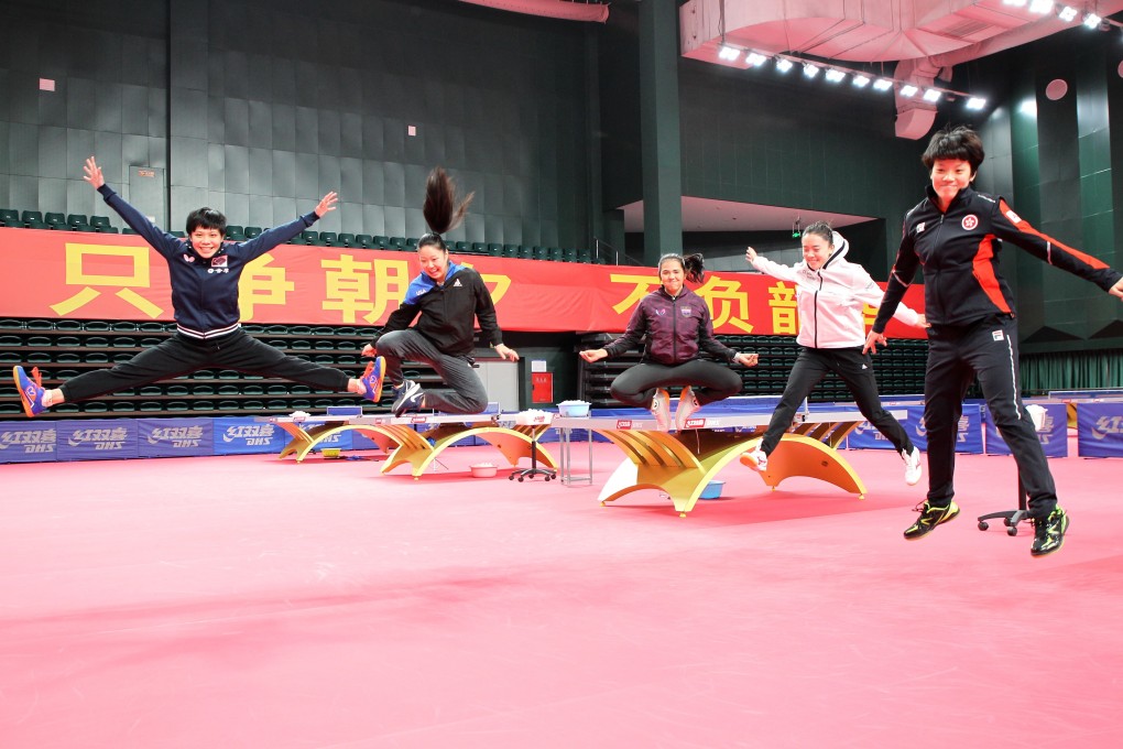 Doo Hoi-kem (right) and her international teammates at a training camp in Chengdu. Photo: ITTF