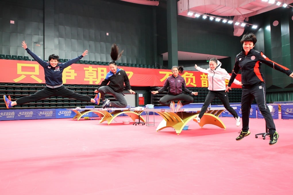 Doo Hoi-kem (right) and her international teammates at a training camp in Chengdu. Photo: ITTF