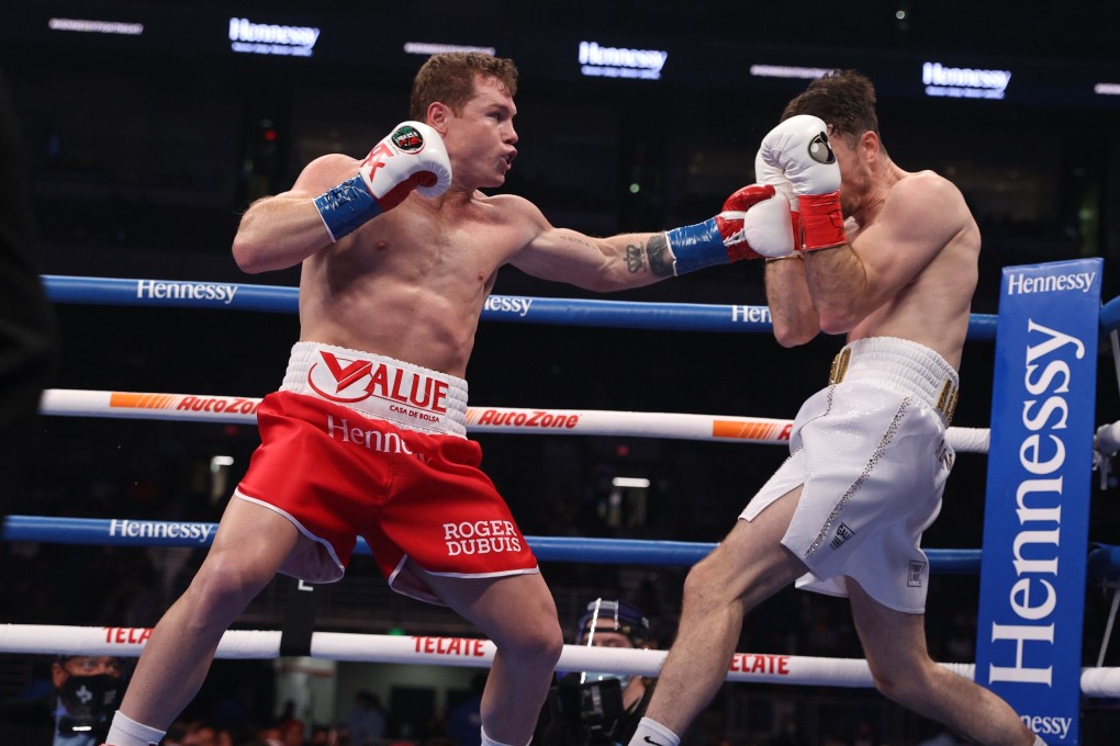Saul Alvarez claimed a fourth world championship on his debut at super middleweight with a masterful victory against England’s Callum Smith. Photo: USA Today