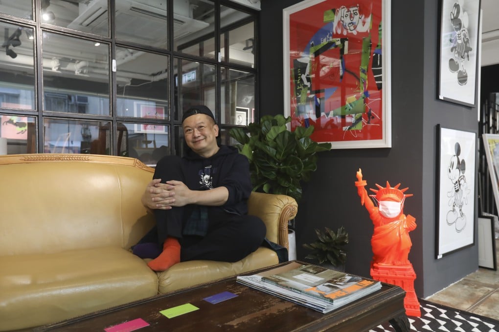 Hong Kong artist Wing Chan at Shout Gallery, in Wan Chai. Photo: SCMP / K.Y. Cheng