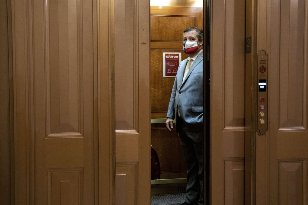 Senator Ted Cruz in a lift at the US Capitol in Washington, DC, on November 30. Cruz’s concern about the risks of Chinese espionage related to proposed legislation granting Hong Kong dissidents refugee status is rich, given recent revelations of a major hack that has compromised parts of the US government. Photo: Bloomberg