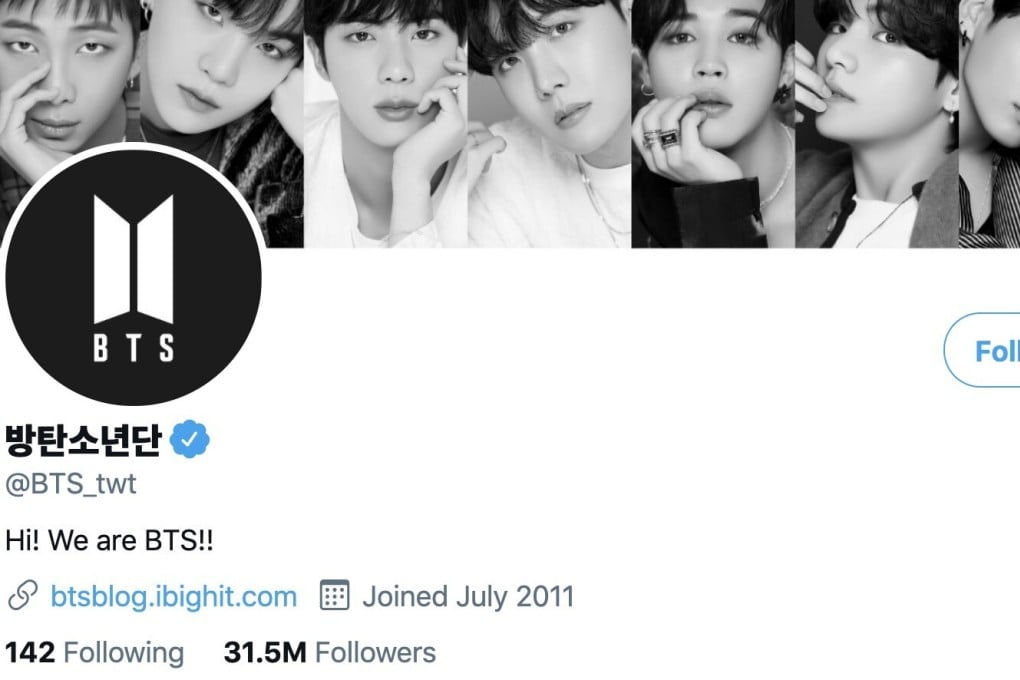The K-pop band’s follower count has surpassed 31.52 million followers, moving them past One Direction’s 31.51 million followers. Photo: Twitter/BTS