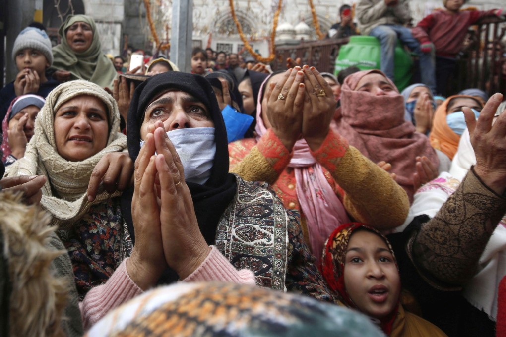 Kashmiri Muslims pray at an Islamic shrine in Srinagar, India, earlier this month. Photo: EPA-EFE