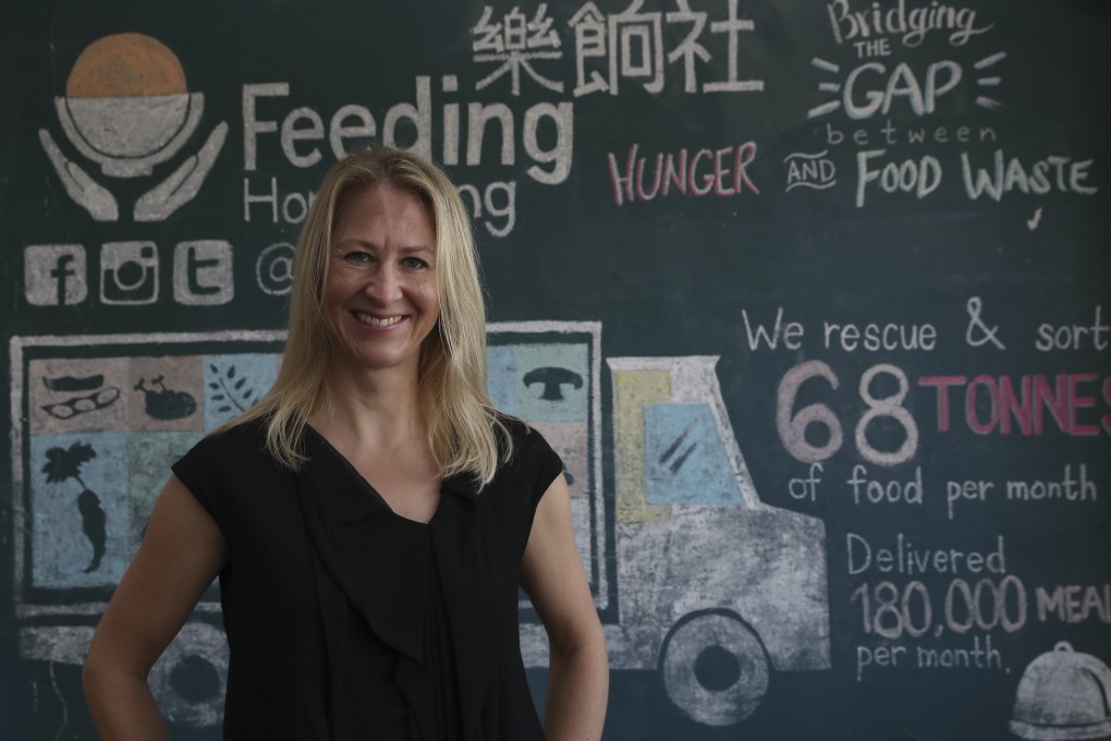 Gabrielle Kirstein, the founder of Feeding Hong Kong at the charity’s food bank, in Yau Tong. Photo: SCMP / Edmond So