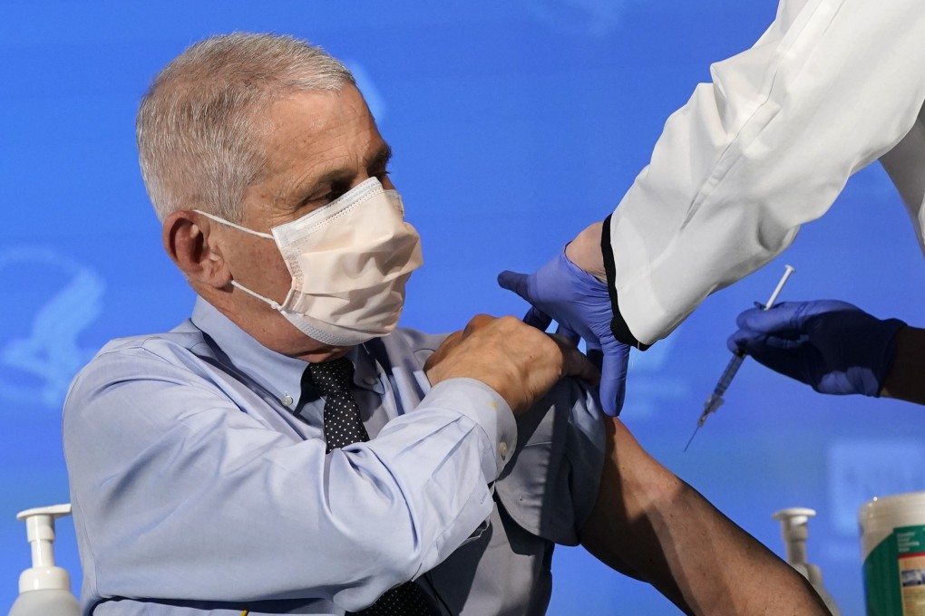 Dr Anthony Fauci, director of the US National Institute of Allergy and Infectious Diseases, prepares to receive his first dose of the Covid-19 vaccine in Bethesda, Maryland, on Tuesday. Photo: TNS