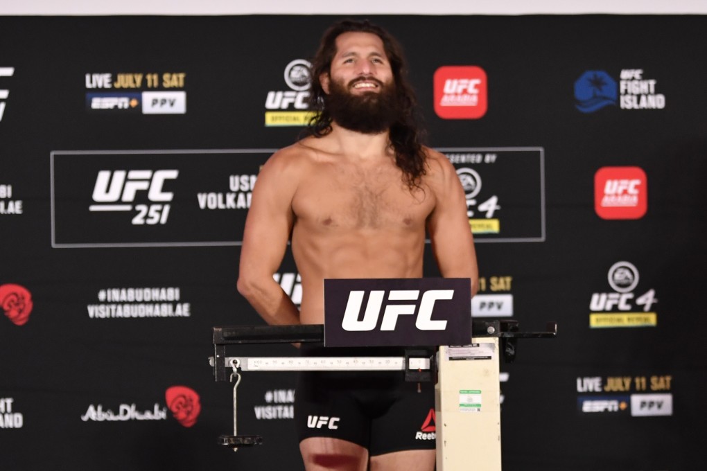 Jorge Masvidal poses on the scale during the UFC 251 official weigh-in inside Flash Forum at UFC Fight Island on July 10, 2020 on Yas Island Abu Dhabi, United Arab Emirates. Photo: Jeff Bottari/Zuffa LLC