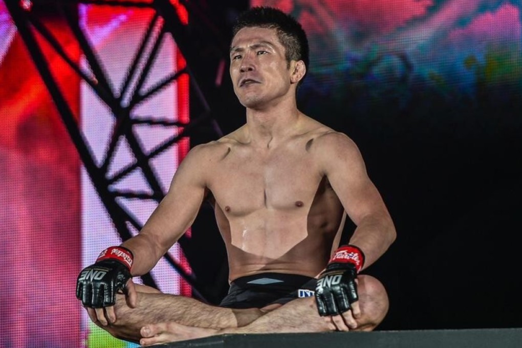 Shinya Aoki celebrates on the ramp after beating Honorio Banario in Tokyo. Photo: ONE Championship