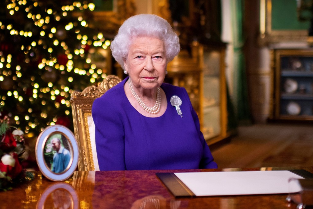 Queen Elizabeth records her annual Christmas broadcast in Windsor Castle on Thursday. Photo: PA via Reuters