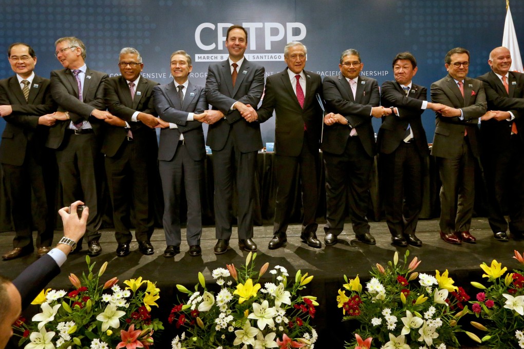 The Comprehensive and Progressive Trans-Pacific Partnership includes Singapore, New Zealand, Malaysia, Canada, Australia, Chile, Brunei, Japan, Mexico, Peru and Vietnam – but China and the US are absent. Photo: AP Photo