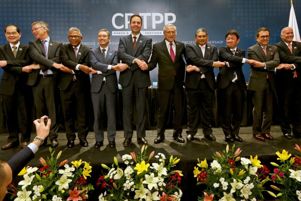 The Comprehensive and Progressive Trans-Pacific Partnership includes Singapore, New Zealand, Malaysia, Canada, Australia, Chile, Brunei, Japan, Mexico, Peru and Vietnam – but China and the US are absent. Photo: AP Photo