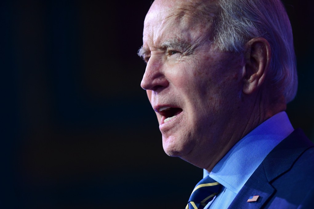 US President-elect Joe Biden speaks at The Queen theatre in Wilmington, Delaware, on Monday. Photo: AFP