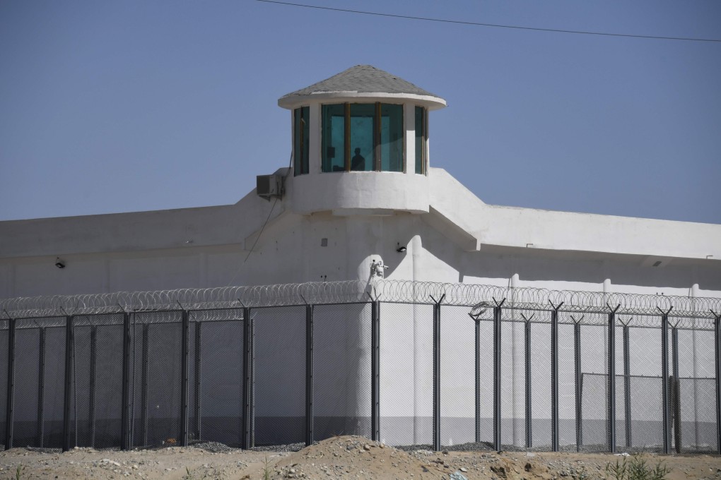 A watchtower at a high-security facility near what is believed to be a re-education in Xinjiang. Photo: AFP