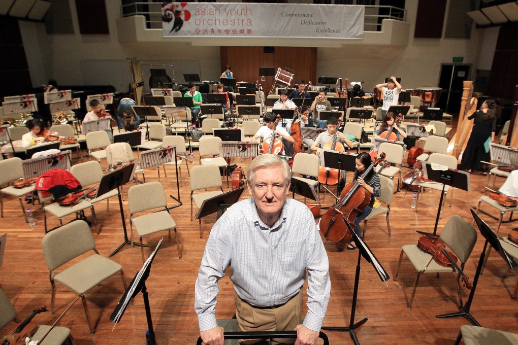 Richard Pontzious, co-founder of the Asian Youth Orchestra, at a practice session at the Hong Kong Academy for Performing Arts in 2012. Tributes have been paid to the American, who died at the aged of 76. Photo: Jonathan Wong