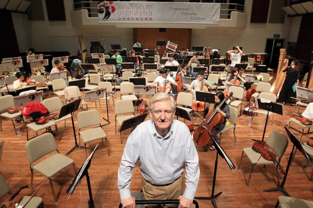 Richard Pontzious, co-founder of the Asian Youth Orchestra, at a practice session at the Hong Kong Academy for Performing Arts in 2012. Tributes have been paid to the American, who died at the aged of 76. Photo: Jonathan Wong