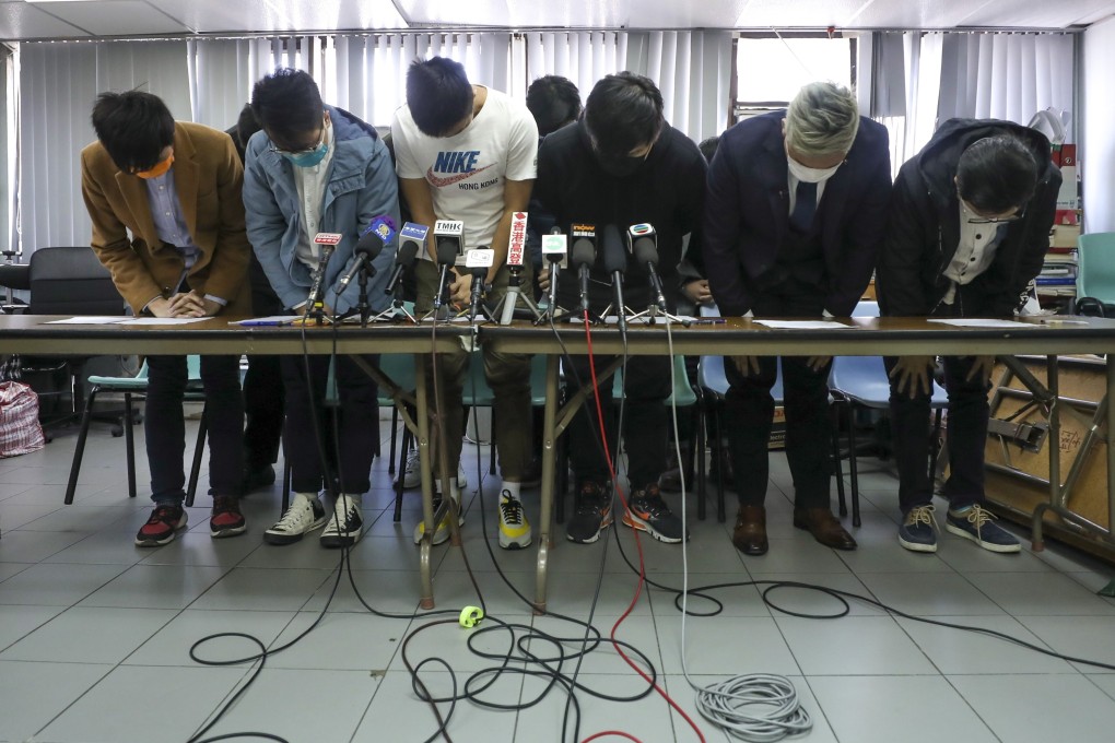 Opposition district councillors announce an end to plans to form a platform for cross-party cooperation on Thursday. Photo: Xiaomei Chen