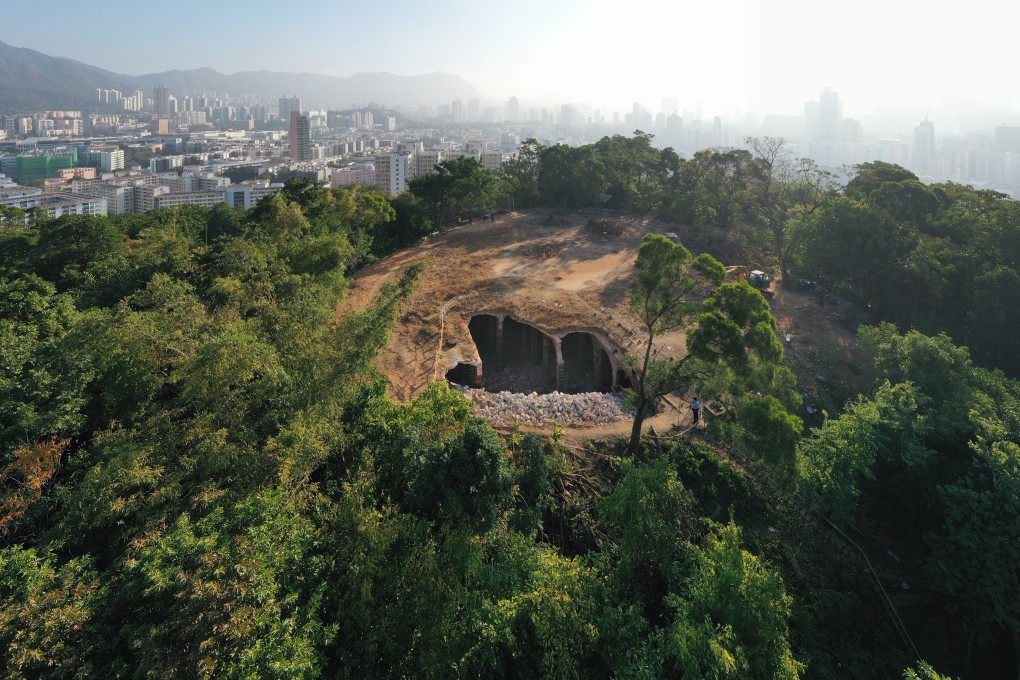 View of the century-old service reservoir in Shek Kip Mei's Bishop Hill on December 29. Officially known as the “Sham Shui Po fresh water break pressure tank”, the facility featuring Roman-style architecture is believed to have been completed in 1904. Photo: Winson Wong
