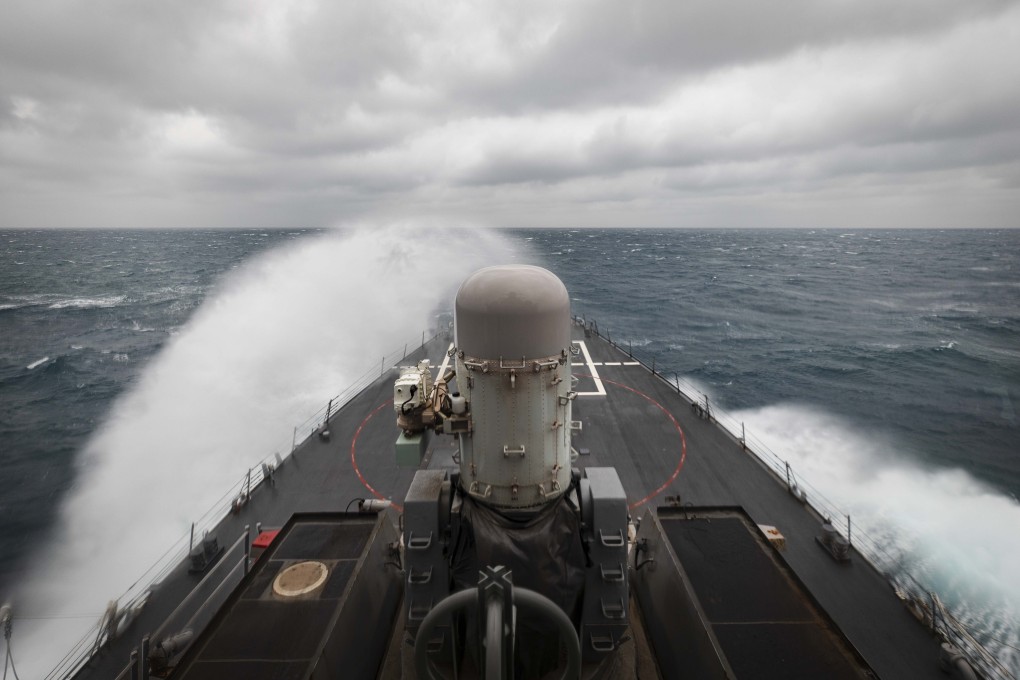 The guided-missile destroyer USS John McCain passes through the Taiwan Strait on Thursday. Photo: US Navy