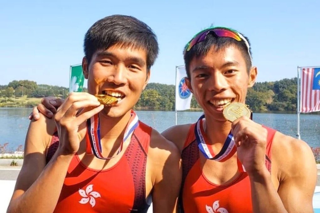 Chan Chi-fung and Chiu Hin-chun after winning gold at the 2019 Asian Championships. Photos: Handout