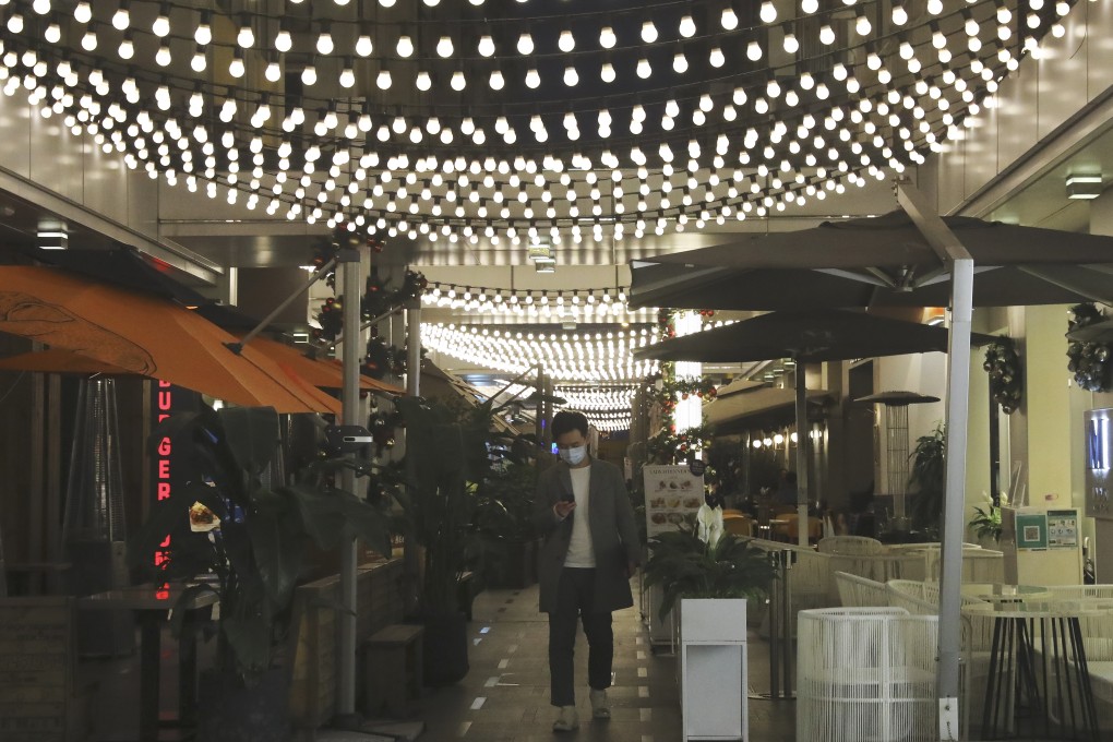 A row of closed restaurants in Causeway Bay on December 10, in keeping with new social distancing rules mandating an end to dine-in services at 6pm to tackle the fourth coronavirus wave in Hong Kong. Photo: Dickson Lee