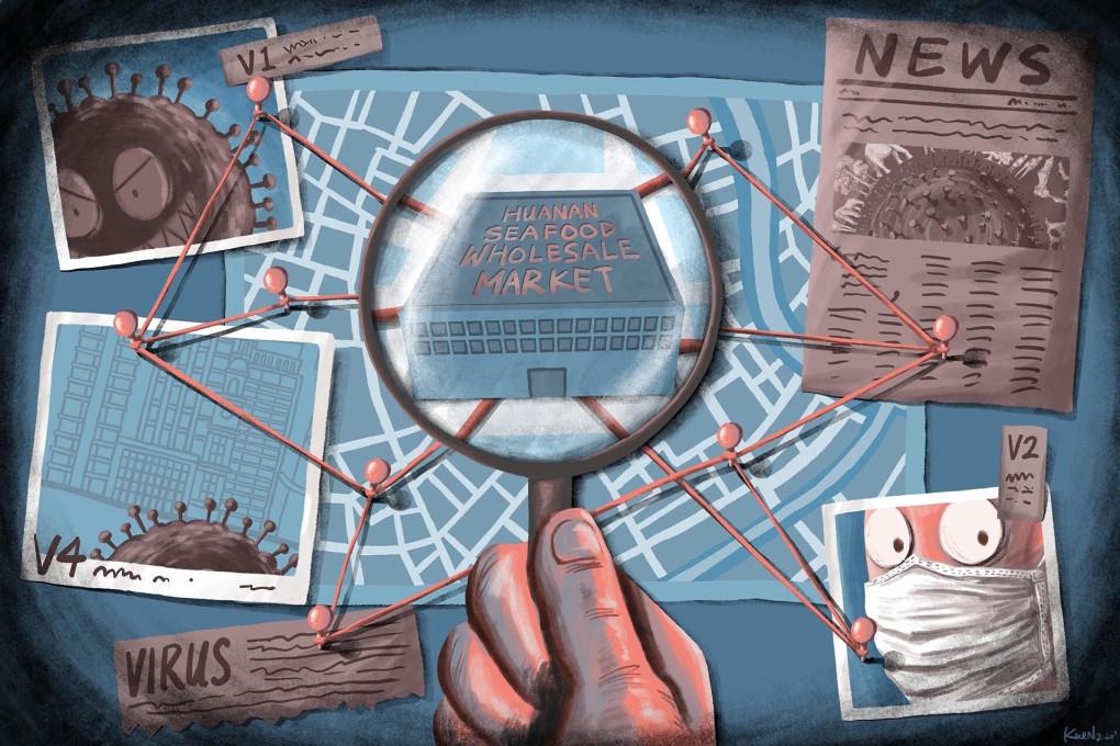 The Wuhan Huanan Seafood Wholesale Market in China’s Hubei province is the focus of investigations into the origin of the Covid-19 pandemic. Illustration: SCMP