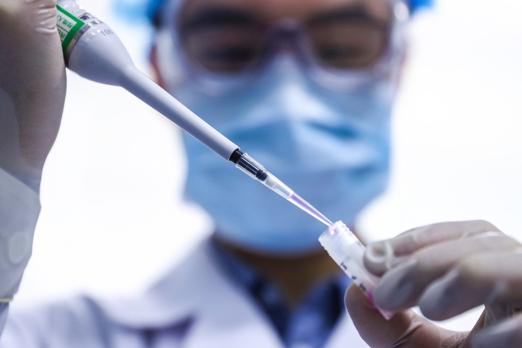 A staff member tests samples of the Covid-19 inactivated vaccine at a production plant of the Beijing Biological Products Institute Company, a subsidiary of the state-owned conglomerate Sinopharm. Photo: Xinhua