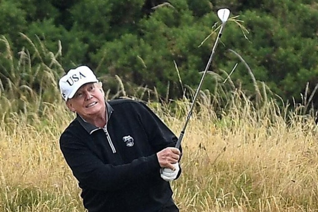 US President Donald Trump plays a round of golf at the Trump Turnberry Luxury Collection Resort in July 2018. Photo: TNS