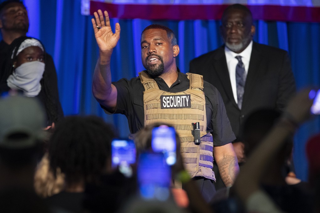 Rapper Kanye West makes his first US presidential campaign appearance in North Charleston, South Carolina, the US, in July last year. His quixotic 2020 presidential campaign made him one of the pop culture figures that defined the Trump years. Photo: AP