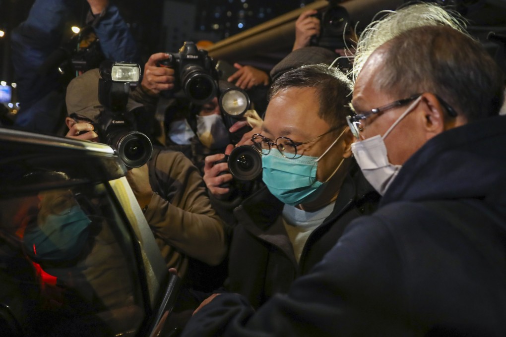 Pro-democracy figure Benny Tai was released on bail from Ma On Shan Police Station on January 7, 2021, after his arrest along with dozens of other activists the day before under Hong Kong's National Security Law. Photo: K.Y. Cheng