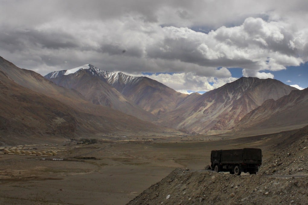 Indian army trucks near the Pangong Tso. Photo: AP
